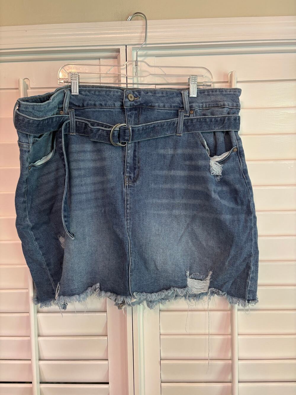 KanCan Denim Belted Mini Skirt Size 24